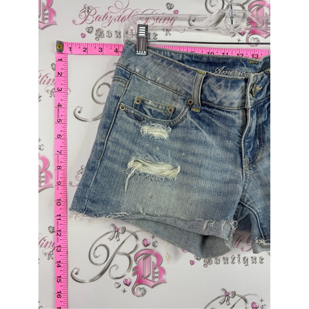 American Eagle Outfitters shorts Distressed Light Blue Denim Cutoff Shorts - Picture 3 of 9